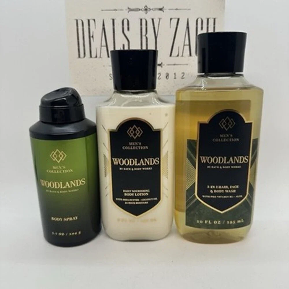 Bath & Body Works Men's Collection Woodlands Full Size 3 Piece Gift Set - NEW!